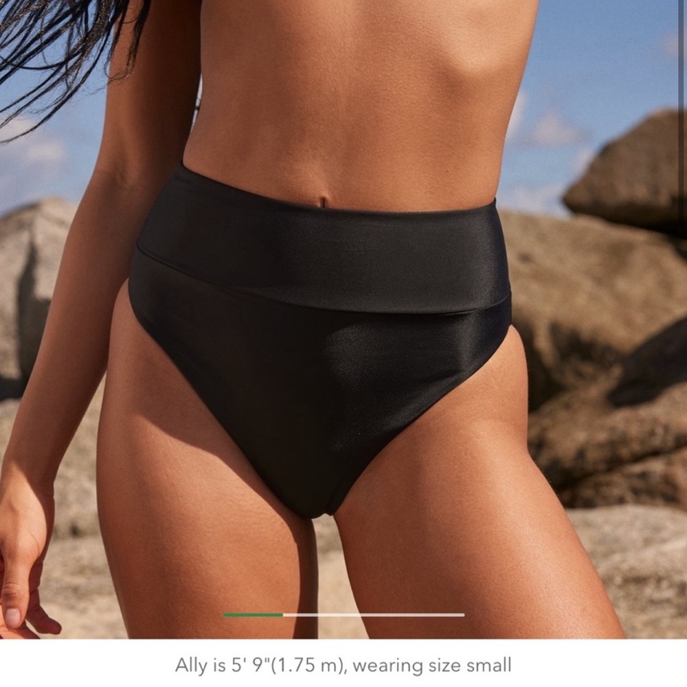 Aerie High Cut Cheeky Bikini Bottom size S Women’s Black New